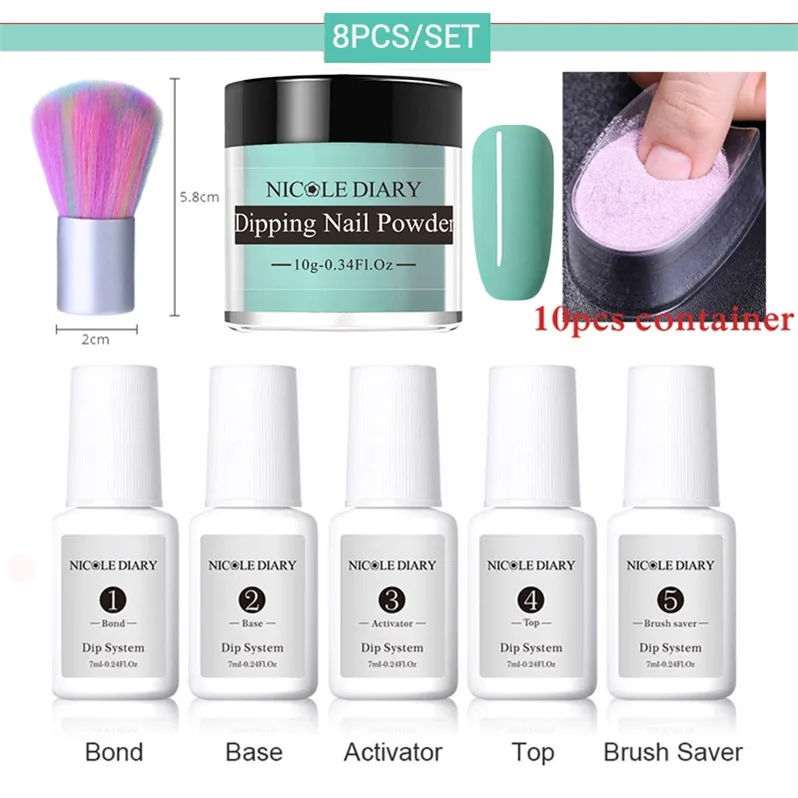 set 19 NICOLE дневник матовый Dip порошок для ногтей набор 10 г красочные окунания ногтей блеск набор натуральный сухой хром пыль пигмент украшения - Цвет: set 19