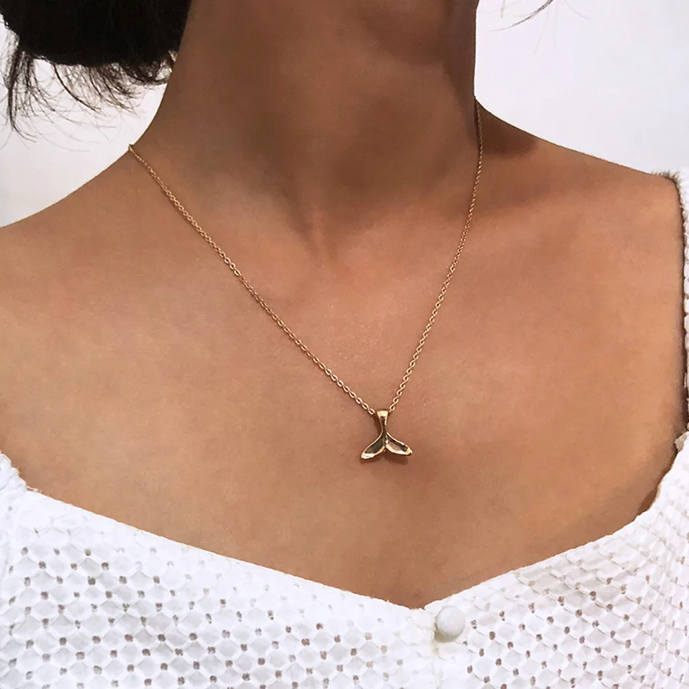 Кулон в виде рыбьего хвоста ожерелья ювелирные изделия аксессуары золотой