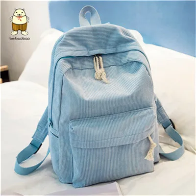 blue Beibaobao элегантный дизайн Мягкий тканевый рюкзак женский дизайн школьный рюкзак для девочек-подростков полосатый рюкзак для женщин CE3518 - Цвет: blue