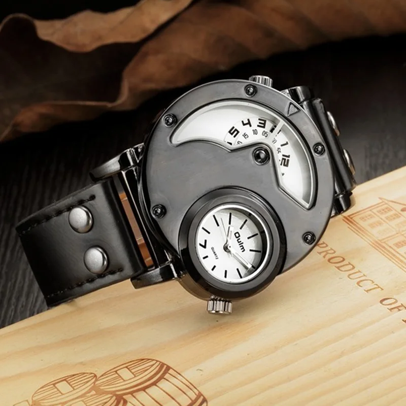 Спортивные мужские часы Oulm роскошные брендовые дизайнерские кварцевые с двойным