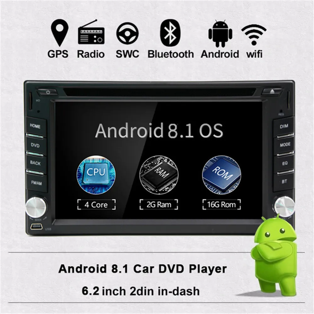 Автомагнитола 2 Din Android 9 1 4 ядра стерео DVD плеер GPS навигация мультимедиа MP5 Bluetooth FM Wi