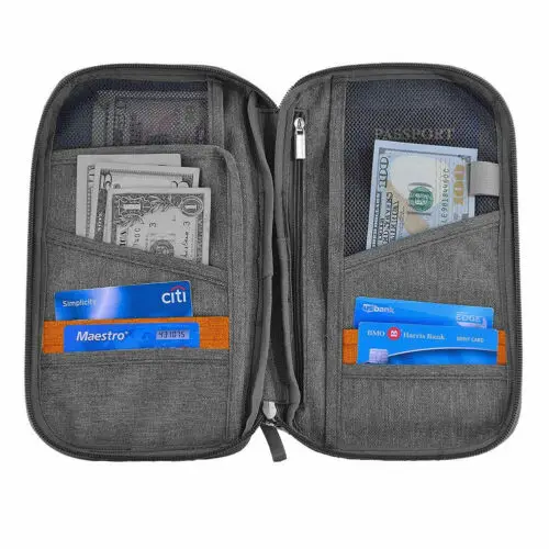 Дорожный кошелек держатель для паспорта органайзер с RFID защитой карт документов