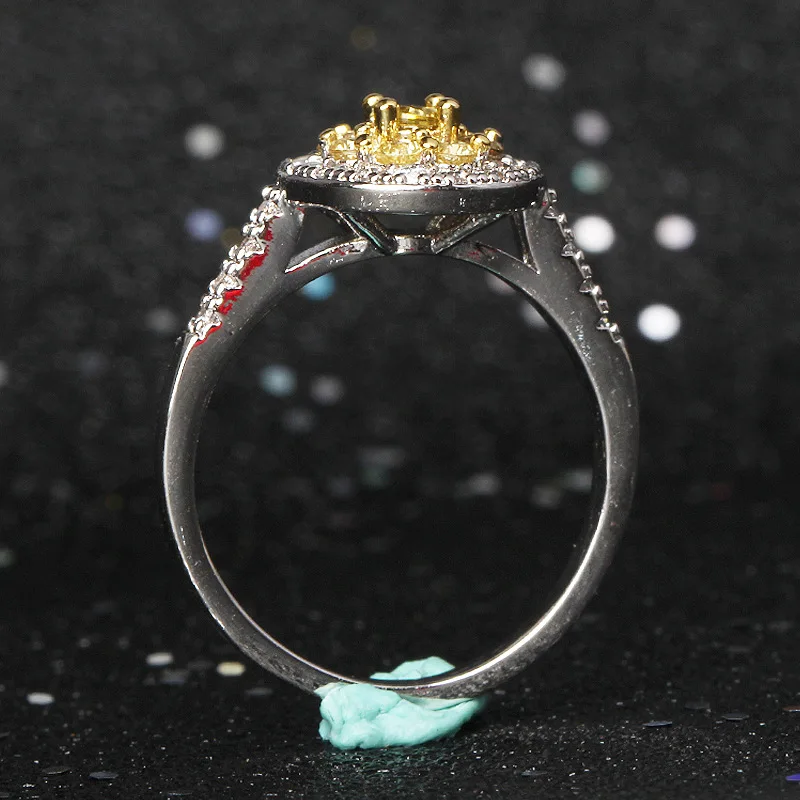 

S925 Silver Color Amethyst Diamond Ring Round Topaz Bizuteria Wedding Gemstone Diamond Topaz Sterling Silver Rings Women