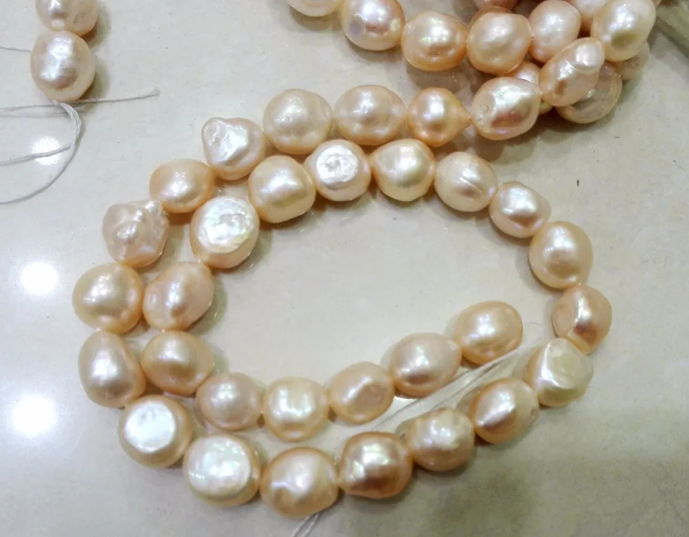 

One Strands Real Pearl Bead 11-13mm Bright Pink Baroque Pearl Natural Freshwater Pearl loose beads 35cm / 15inch