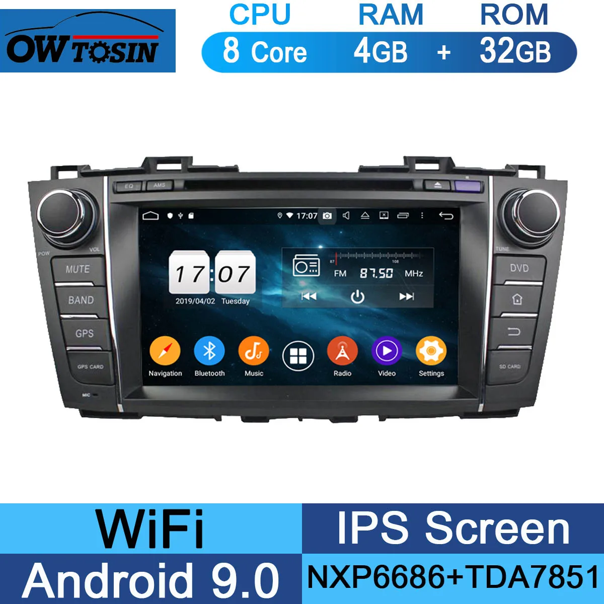 32G " ips 1920*1080 8 ядерный 4 Гб ОЗУ+ 64 Гб ПЗУ Android 9,0 автомобильный dvd-плеер для Mazda 5 Premacy 2009 2010 2011 2012 DSP радио gps Parrot BT - Color: 32G