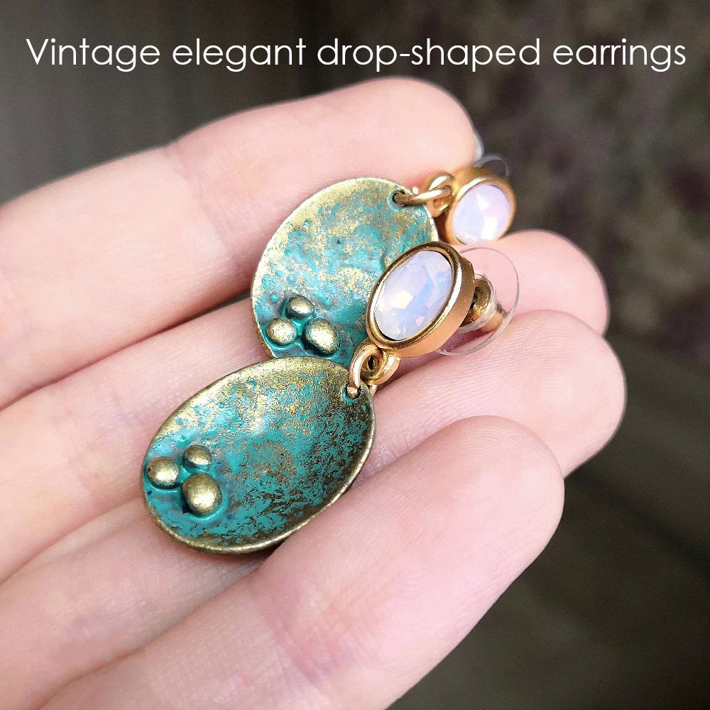 EManco Vintage Drop Мотаться Опал Серьги для Женщин Кристалл Античная Геометрическая