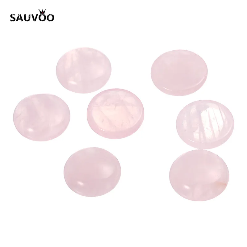 

SAUVOO 20pcs/lot 14/16/18mm Round Natural Stone Pink Crystal Quartz Beads For DIY Bracelet Jewelry Making Findings F3105