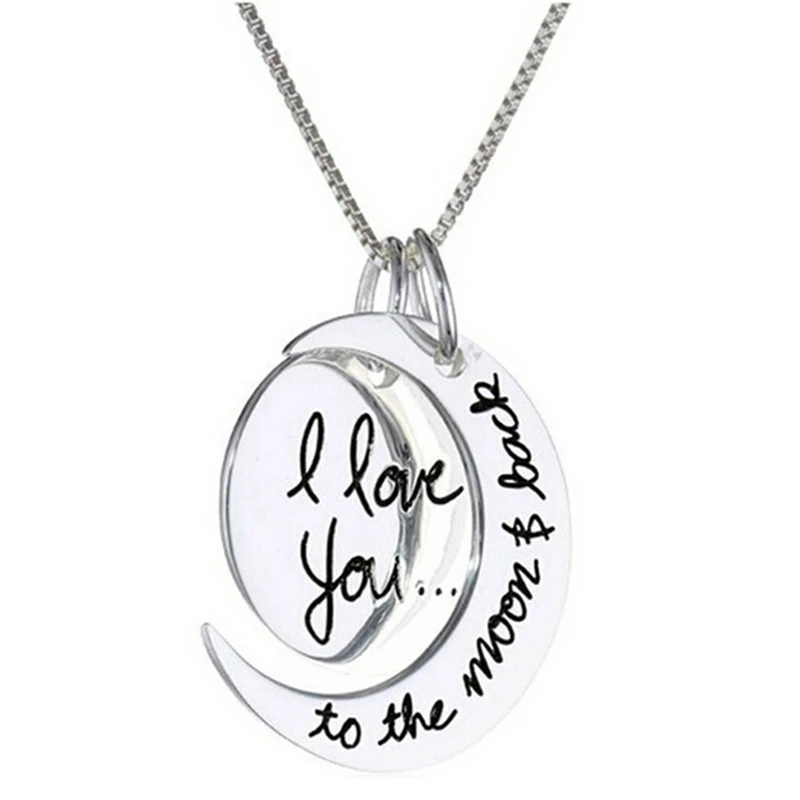 Серебряное ожерелье с надписью I Love You To the Moon and Back колье подвеской Forever для мужчин