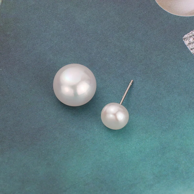 Женские серьги из серебра 925 пробы с натуральным жемчугом 11 12 мм|double pearl earrings|fashion