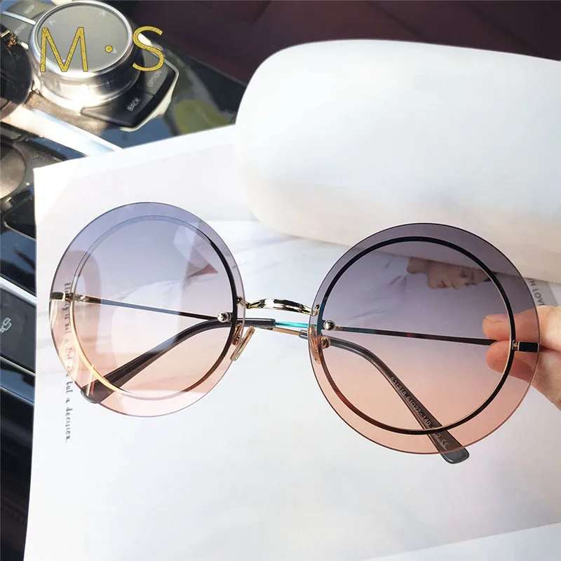 Очки солнцезащитные женские круглые без оправы с градиентом | Аксессуары для