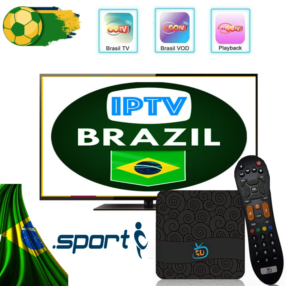 Azamerica GO tv Basil IPTV приставка с 2 годами IP tv подписка Бразильский Португальский интернет сервер для ip-телевидения потоковой передачи