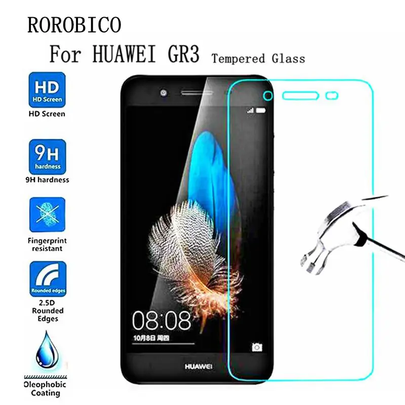 ROROBICO 2.5D Закаленное стекло для защиты экрана HUAWEI GR3 GR 3 Защитная пленка ЖК-дисплея |