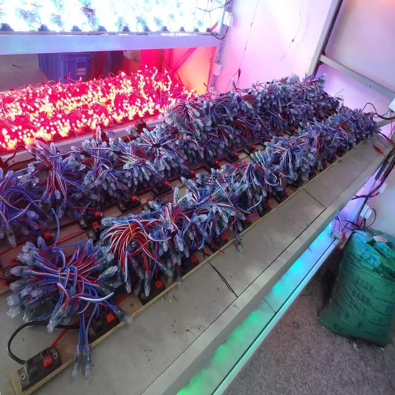 50 шт. DC5V/DC12V 12 мм WS2811 IC RGB светодиодная модульная гирлянда черный провод