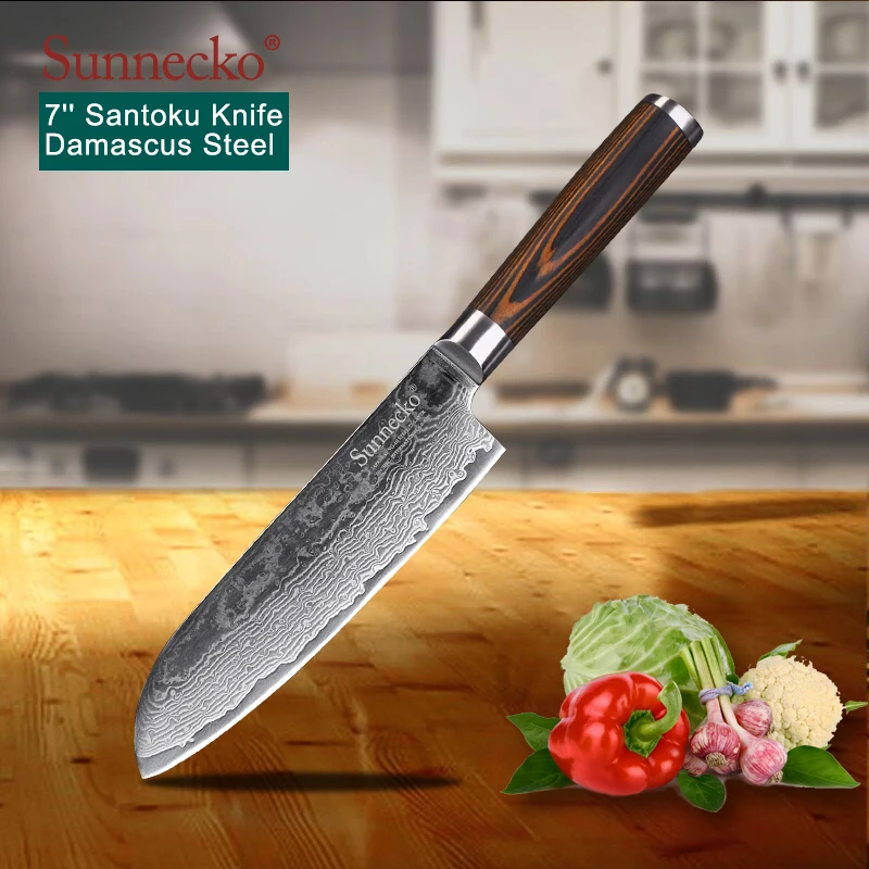 Sunnecko 6 шт Кухня Ножи Набор Утилита Шеф повар ножи 73 слоев Дамаск VG10 Сталь Sharp 60HRC