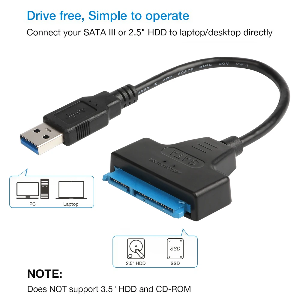 JZYuan Sata к USB 3 0 SATA кабель 22pin адаптер III конвертер для ноутбука 2 5 &quotSATA HDD SSD жесткий