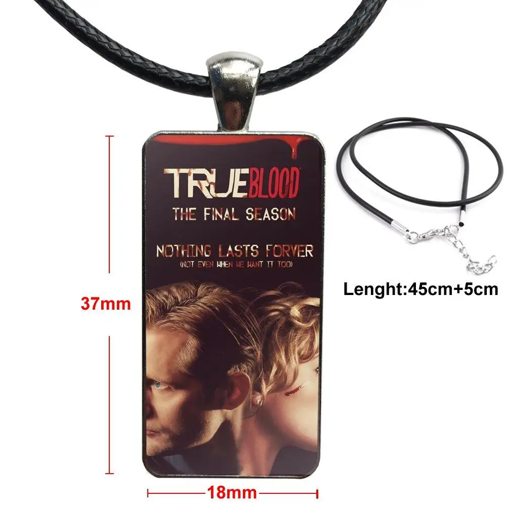 ТВ сериал "Настоящая кровь" постер для женщин модные ювелирные изделия стеклянное кулонное ожерелье ручной работы половина прямоугольника.