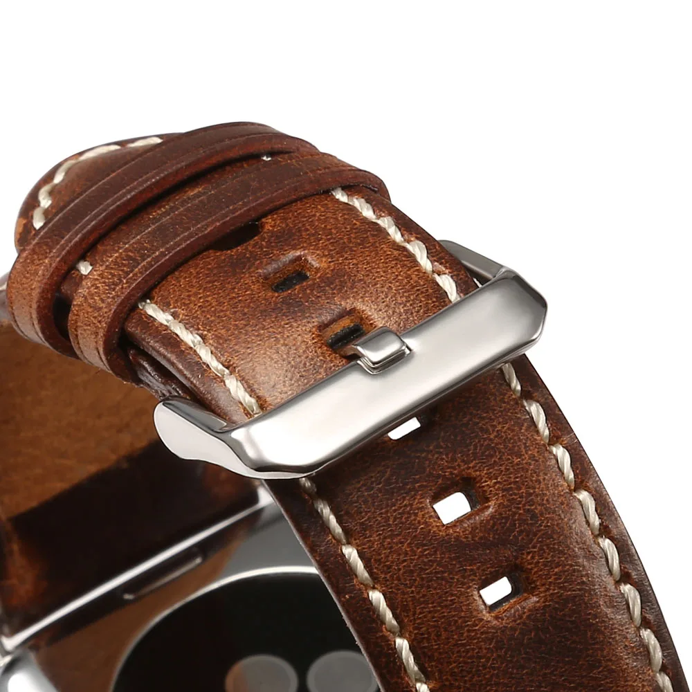 Ретро Полный зерна кожаный ремешок для мм Apple Watch 42mm 38 44 40 Натуральная кожа Series 4 3 2 1
