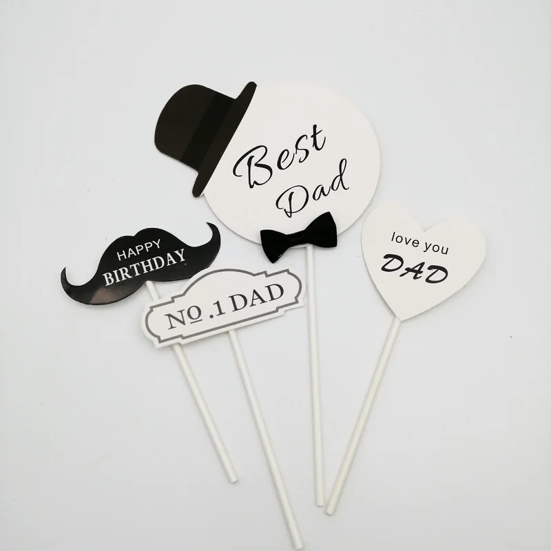 1 комплект бумажная карта лучший папа день рождения торт Топпер бородатый отец