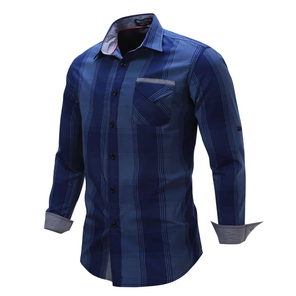 Новая мода мужские рубашки с длинным рукавом случайные бренд clothing fit полосатый