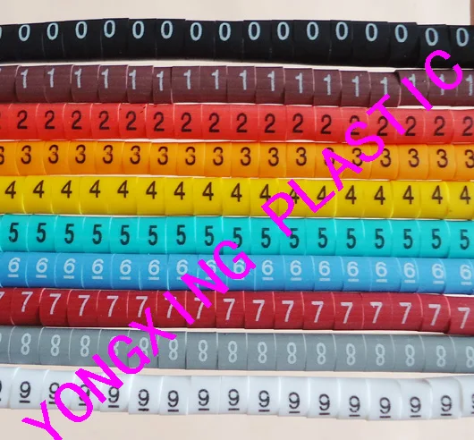 100 шт./лот бесплатная доставка Цветной маркер для кабеля 1 5 мм2 0 9 разных цифр|markers