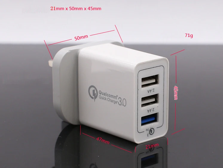 Сетевое зарядное устройство LVSUN QC3.0 с 3 USB портами 5 В 2 4 А|Зарядные устройства| |