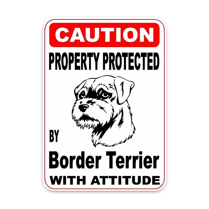 

YJZT 11.4*16CM Property Protected By Border Terrier Dog Puppy Pet Decoration Fashion Car Sticker C1-4731