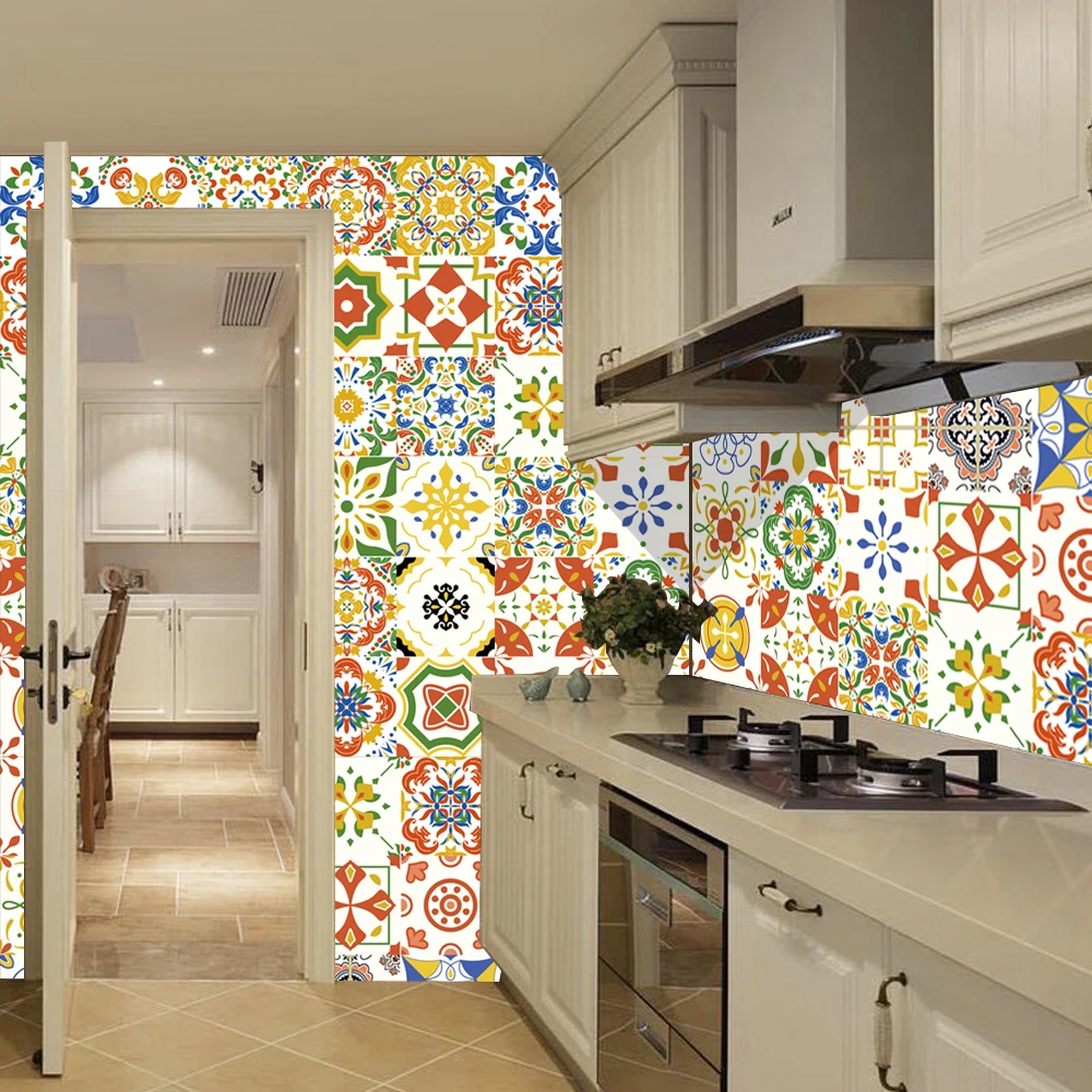 3D Ретро Европейский стиль плитка настенная наклейка спальня шкаф домашний декор