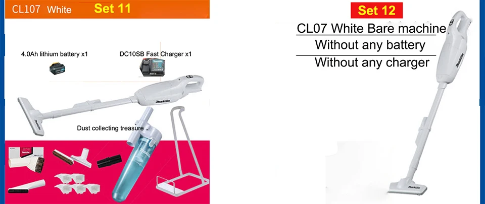 Японский заряжаемый пылесос Makita CL107 Электрический домашний CL106 12Vmax литиевая батарея 5.0kPa. 4 м3/мин беспроводной пылесос