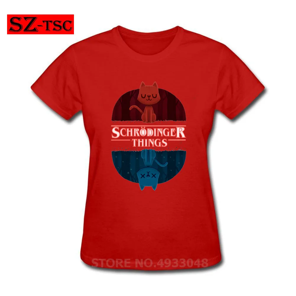 Летняя новая модная женская футболка с новым рисунком Schrodinger Cat Things Stranger Things Печатные Топы с короткими рукавами крутые футболки
