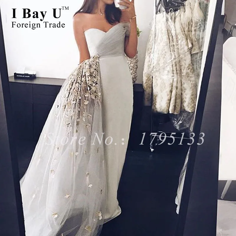 Плиссированные золотистые кружевные официальные платья футляр с аппликацией