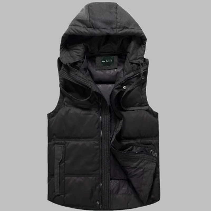 down vest jacket black men's warm winter brand quality super large for big man hood worth plus size 10XL 11XL 12XL 13XL | Мужская