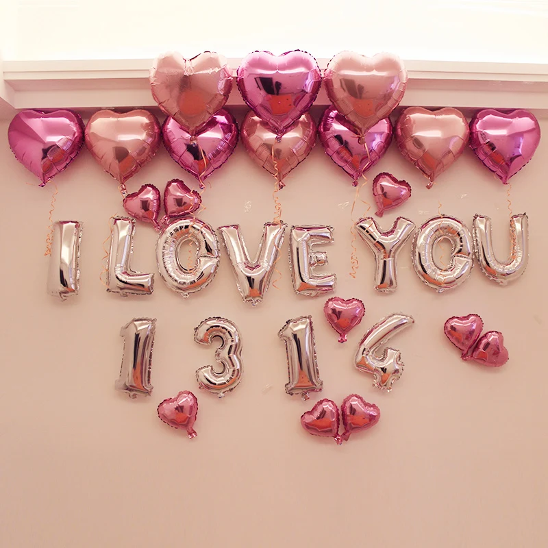 10 дюймовые воздушные шары из фольги в форме сердца гелиевые для украшения дня