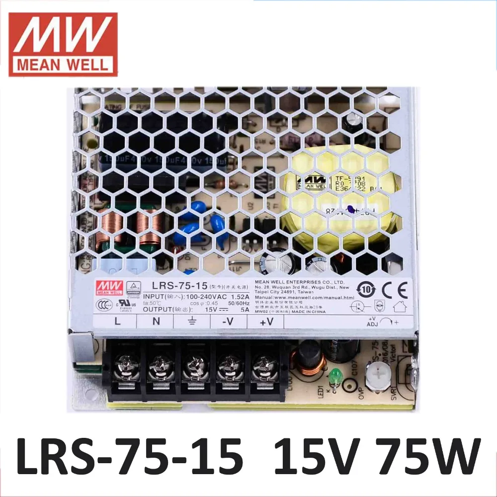 блок питания MEANWELL LRS 75 15 DC В импульсный источник вход 85 264В Вт 5A Meanwell драйвер Для