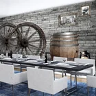 Ретро Ностальгия кирпичная Узор Настенная бумага винтажная деревянная колесо Бар Кафе KTV Ресторан гостиная Декор настенная бумага на заказ