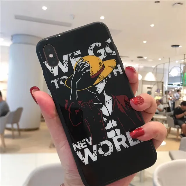 Один кусок японского аниме протектор экрана закаленное стекло для iPhone X XR XS Max 6 6s 7 8 Plus защитная пленка+ стеклянный чехол для телефона