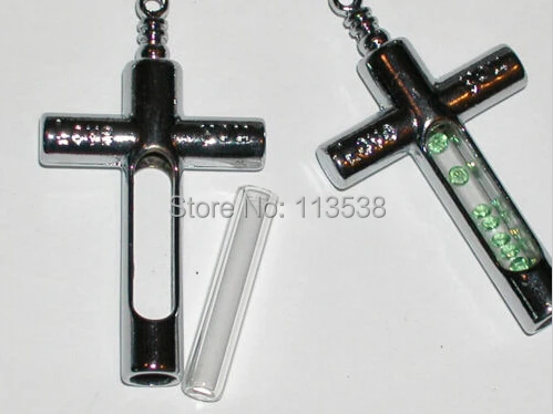 Лидер продаж 100 компл./лот ясно заполняемых Стекло крест кулон трубка бутылки
