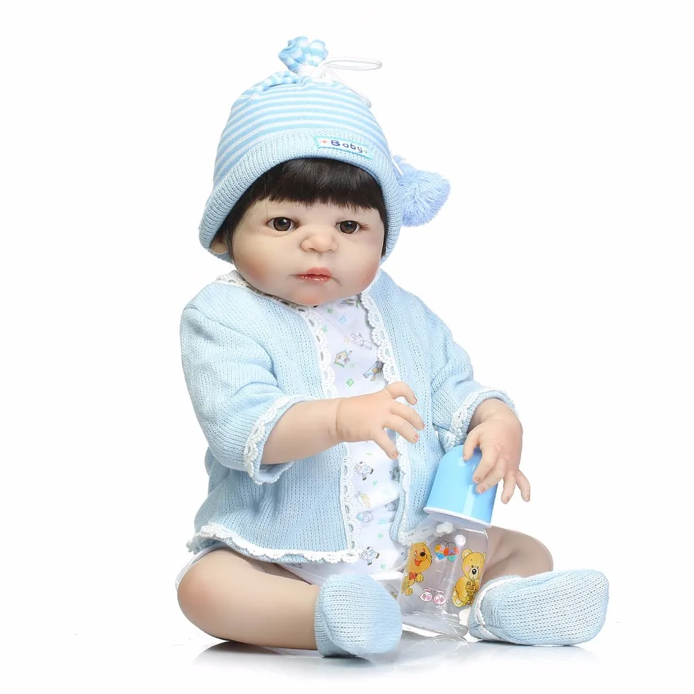 Npkколлекция, мягкие силиконовые куклы-Реборн, Реалистичная кукла Reborn, 22 дюйма, полностью виниловая Кукла Reborn Boneca BeBes для девочек