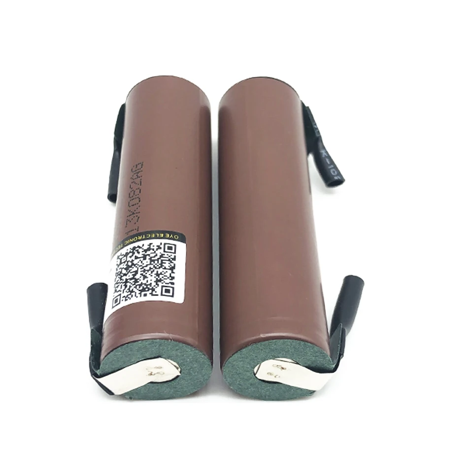 Аккумулятор 18650 HG2 3000mAh с полосками, припаянные батареи для отверток 30A высокий сток+ DIY никель inr18650 hg2