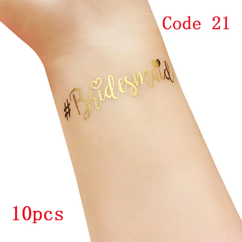 10pcs-code21 10 шт. свадебное украшение невесты to be татуировки наклейки свадебные принадлежности Команда Невесты Девичник курица вечерние Фламинго Boda - Цвет: 10pcs-code21