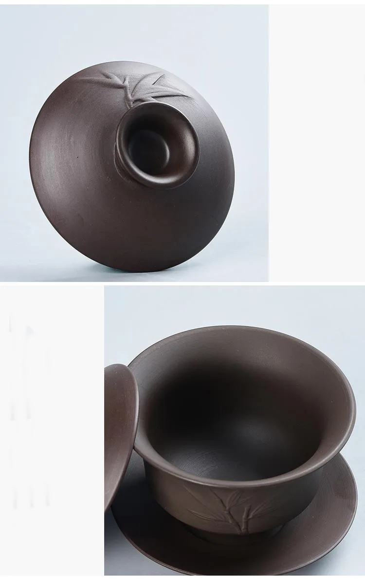 200/230 мл фиолетовая глина yixing Gaiwan чайная миска с крышкой блюдце набор винтажная посуда Zisha чайная посуда офисная чайная церемония Tureen подарок