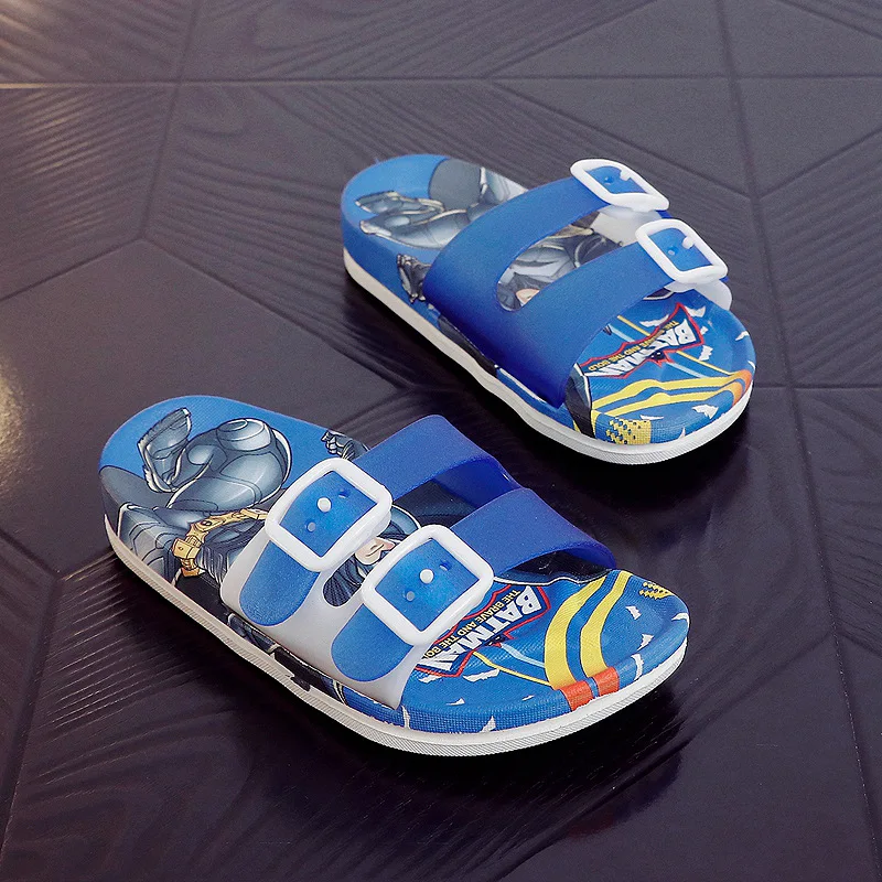 Детские летние тапочки ПВХ мягкие Нескользящие домашние тапочки с Бэтменом Синий Красный XQ01