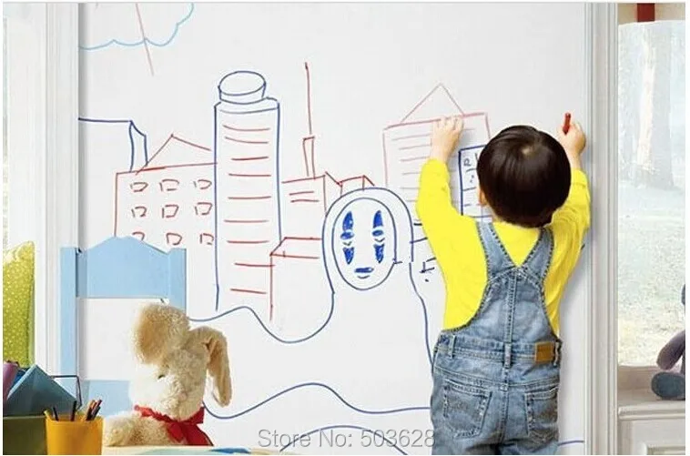 Wall Sticker Dry Erase Self Adhesive Kids Room Chalkboard Blackboard Whiteboard | Дом и сад