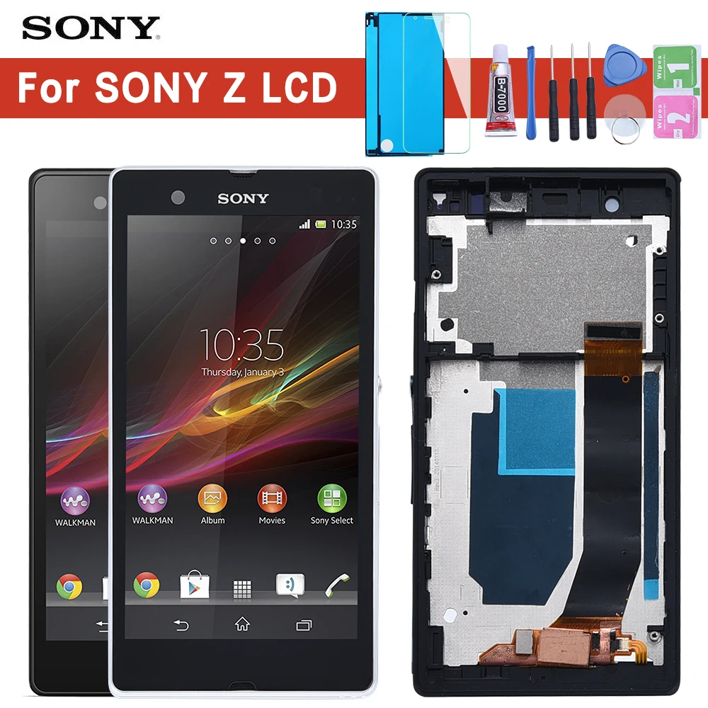 Оригинальный дисплей для SONY Xperia Z ЖК сенсорный экран дигитайзер с рамкой LCD L36H C6603