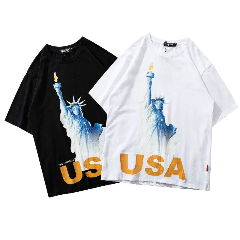 Статуя Свободы США Печатных хип хоп Уличная футболки для мужчин 2019 Harajuku