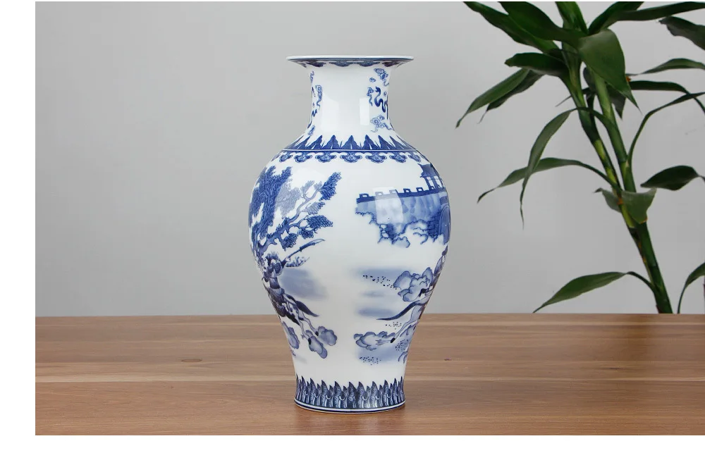 Classic Chinese Blue And White Ceramic Vase Ancient Tabletop Porcelain Flower Vase For Hotel Dining Room wedding Decoration