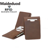 maideduod new men wallet minimalist wallets genuine leather slim rfid blocking card wallet mens card holder free shipping
