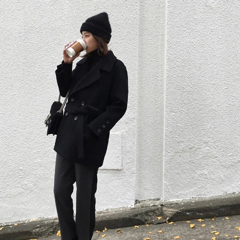 Женское двубортное кашемировое пальто abrigos mujer invierno популярное шерстяное зима