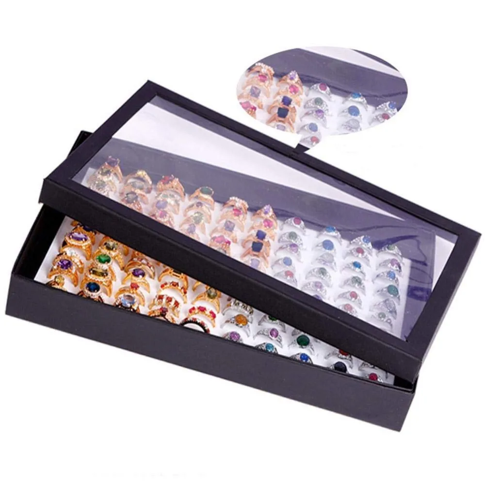 

100 Slots Ring Storage Ear Display Box Jewelry Organizer Holder Show Case