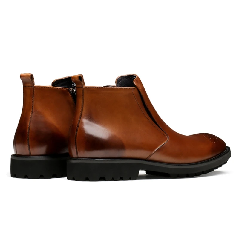 Classic Round Toe Man Chukka Formal Dress Platform Shoes Full Grain Leather Men's Handcrafted Cowboy Ankle Boots JS277 |