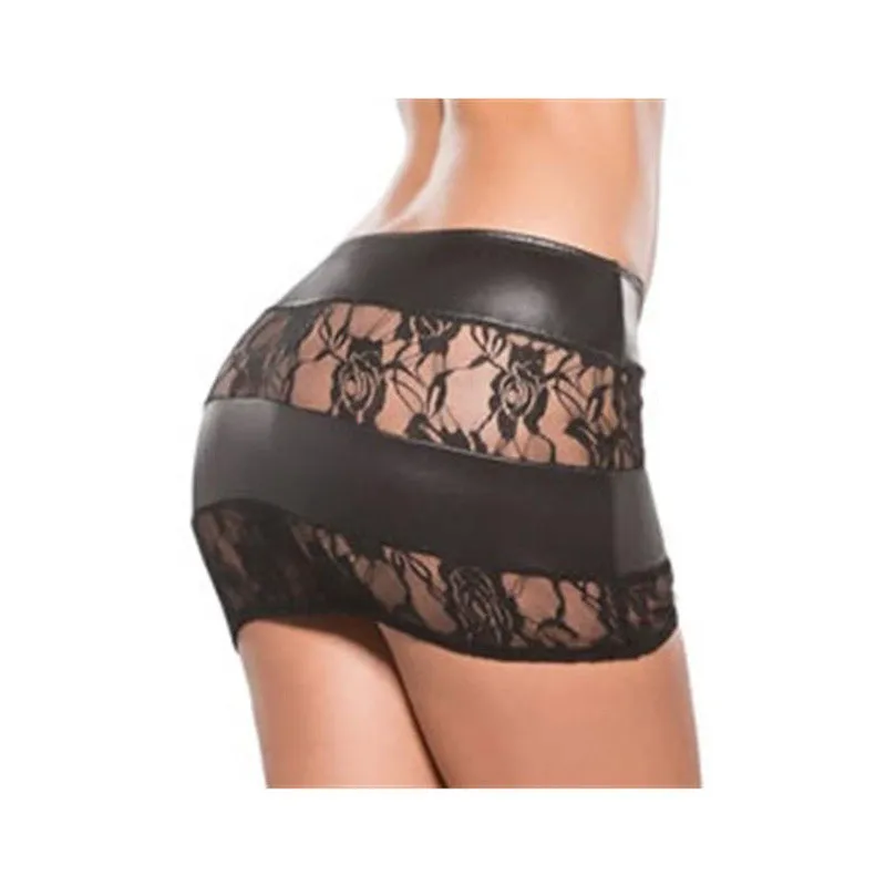 XL размера плюс мини юбка сексуальное порно белье для женщин Черная кожа Кружева латекс Babydoll Эротическое платье Lenceria сексуальные костюмы